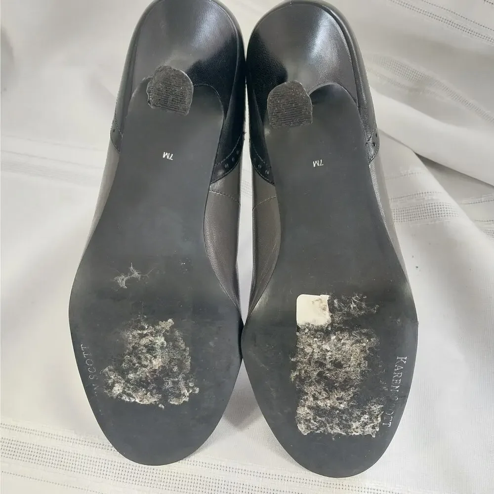 KAREN SCOTT! KENWOOD ALL GENUINE LEATHER BLACK, GRAY PERFORATED HEELS! SZ 7M